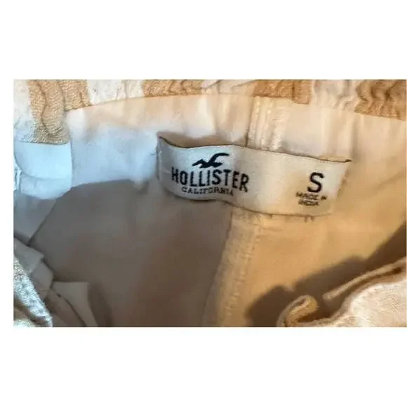 Hollister Ultra High Rise Size Small Paper Bag Skirt Beige White Stripe Lined - Picture 3 of 10